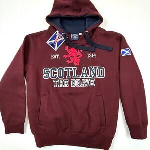 Pride of Scotland The Brave Spellout Hoodie Youth 9/10 Red Pullover New Imperfec